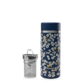 Théière inox isotherme - flowers - bleu nuit - 400ml