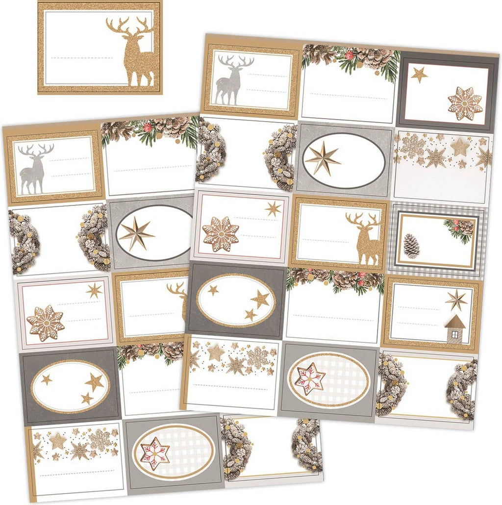 Autocollants de nom Noël avec paillettes dorées