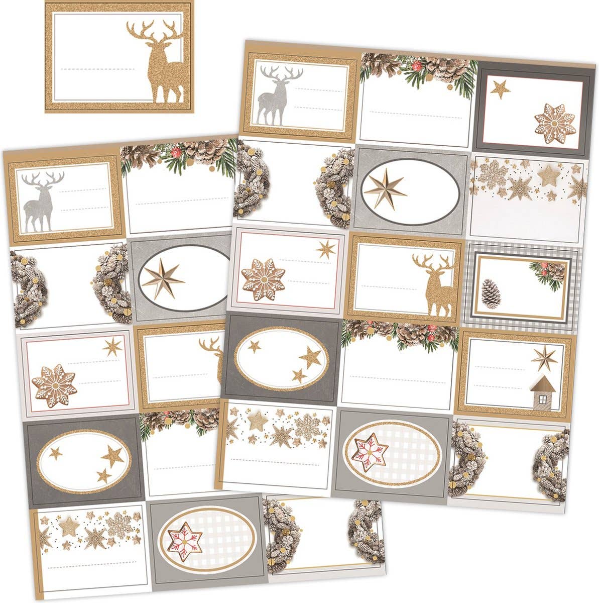 Autocollants de nom Noël avec paillettes dorées