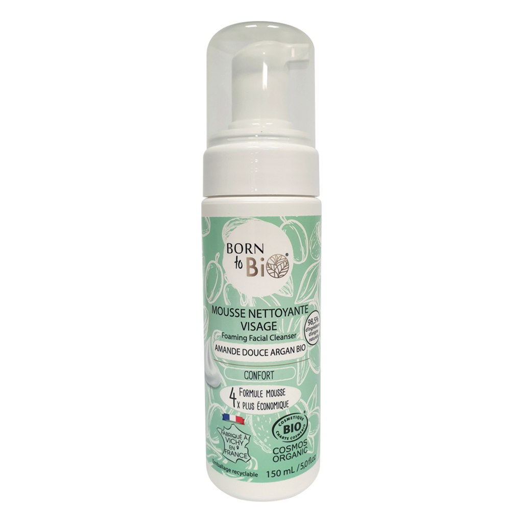 Mousse Nettoyante Visage Amande Douce Argan - Certifiée bio