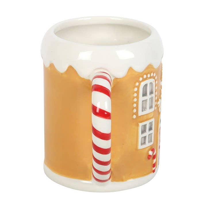 Mug de Noël en forme de maison en pain d'épices et de sucre d'orge
