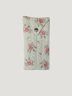 Trousse  lunette / stylo en 100 % coton : Fleur rouge turquoise