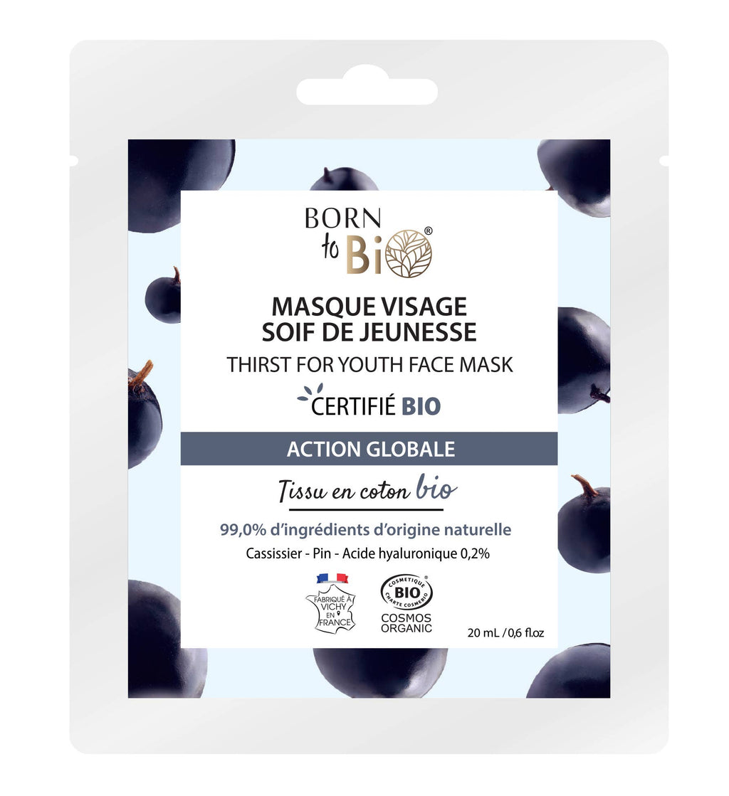 Masque visage Soif de Jeunesse en coton - Certifié Bio