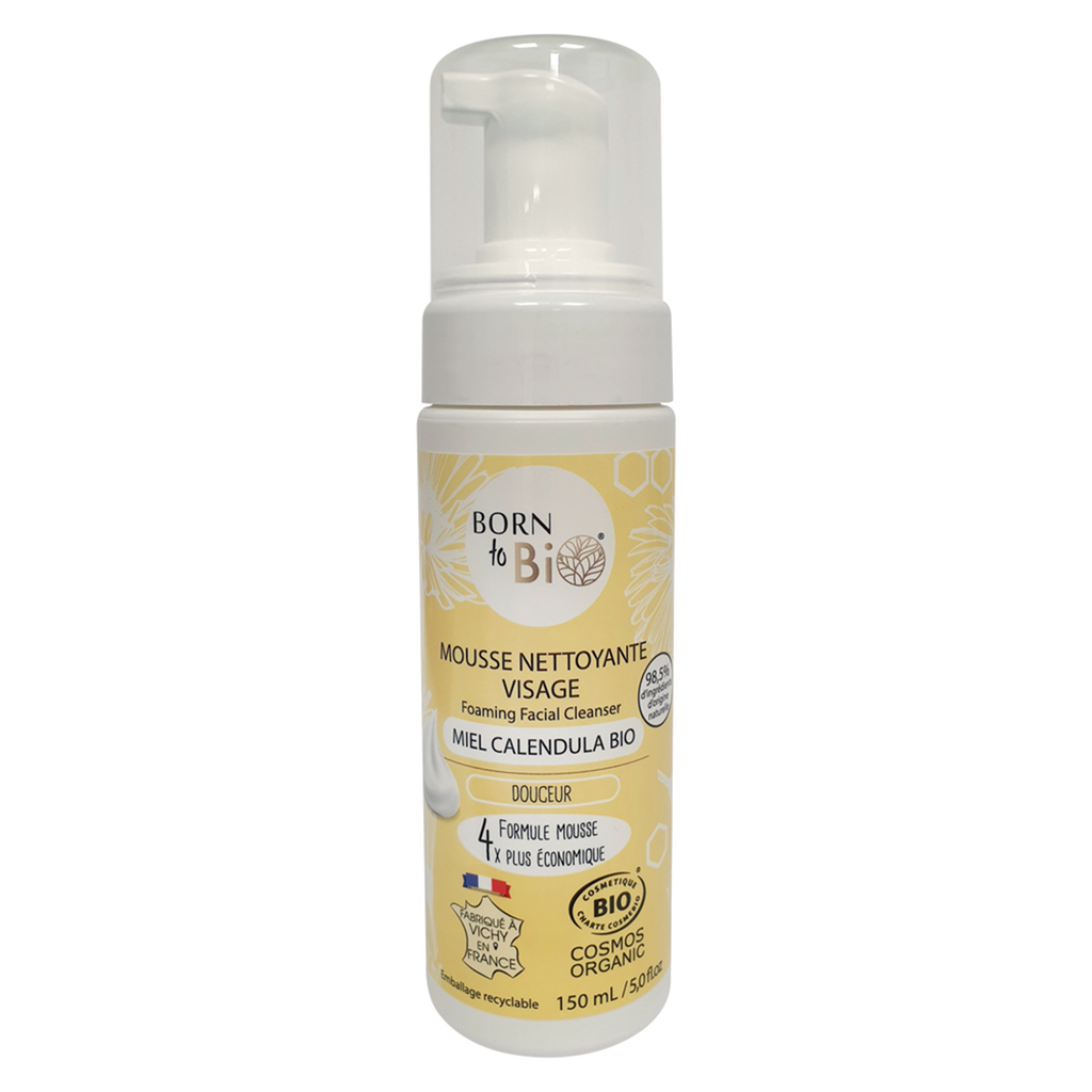 Mousse Nettoyante Visage Miel Calendula - Certifiée bio