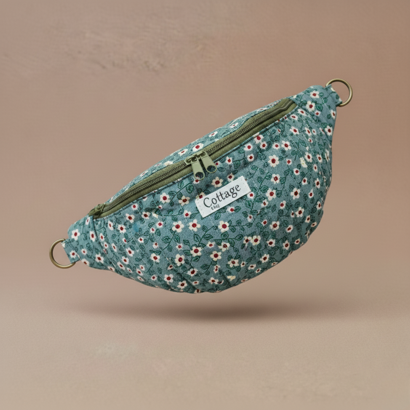 Banane  100 % coton   : Léo fleuri marron 2 curseurs