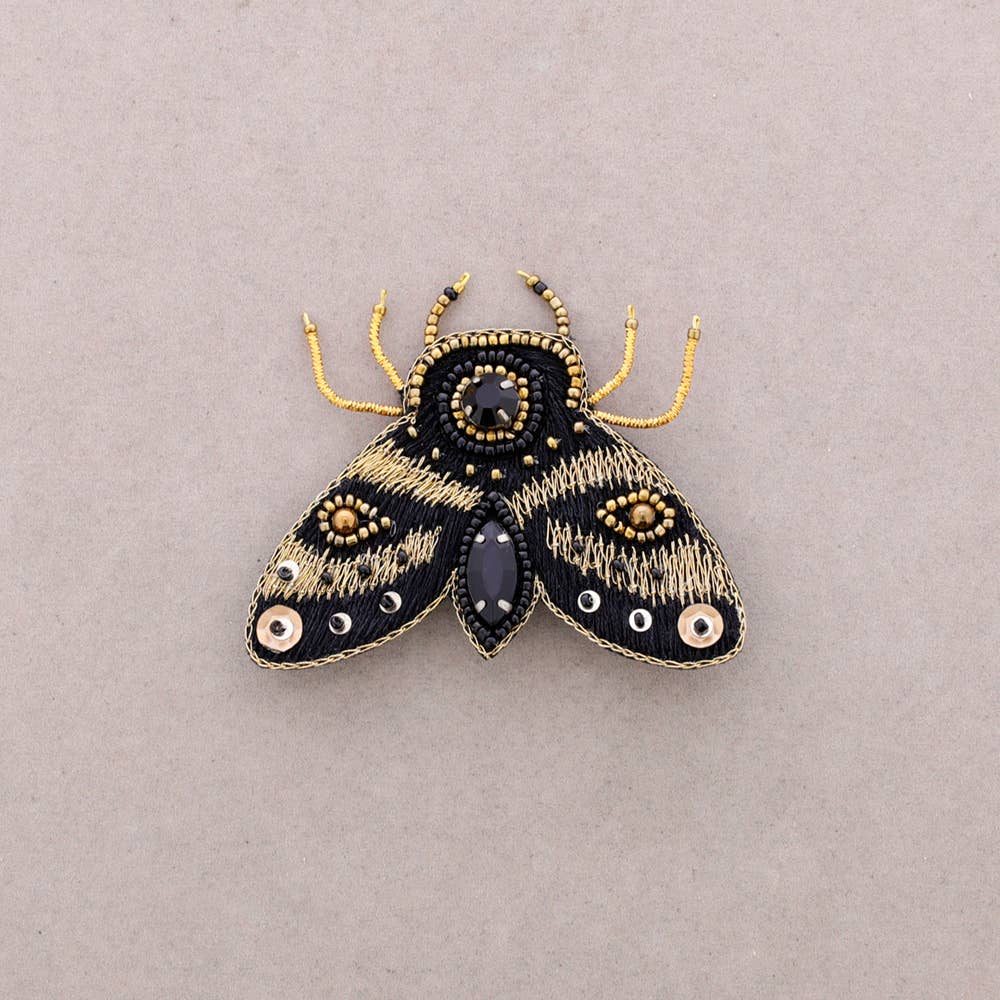 Broche Insecte Brodé Paillettes: Verde