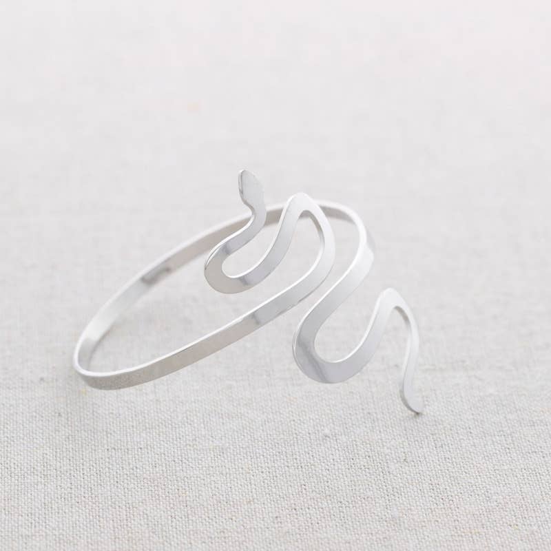 Bracelet ajustable en acier Snake: Plateado
