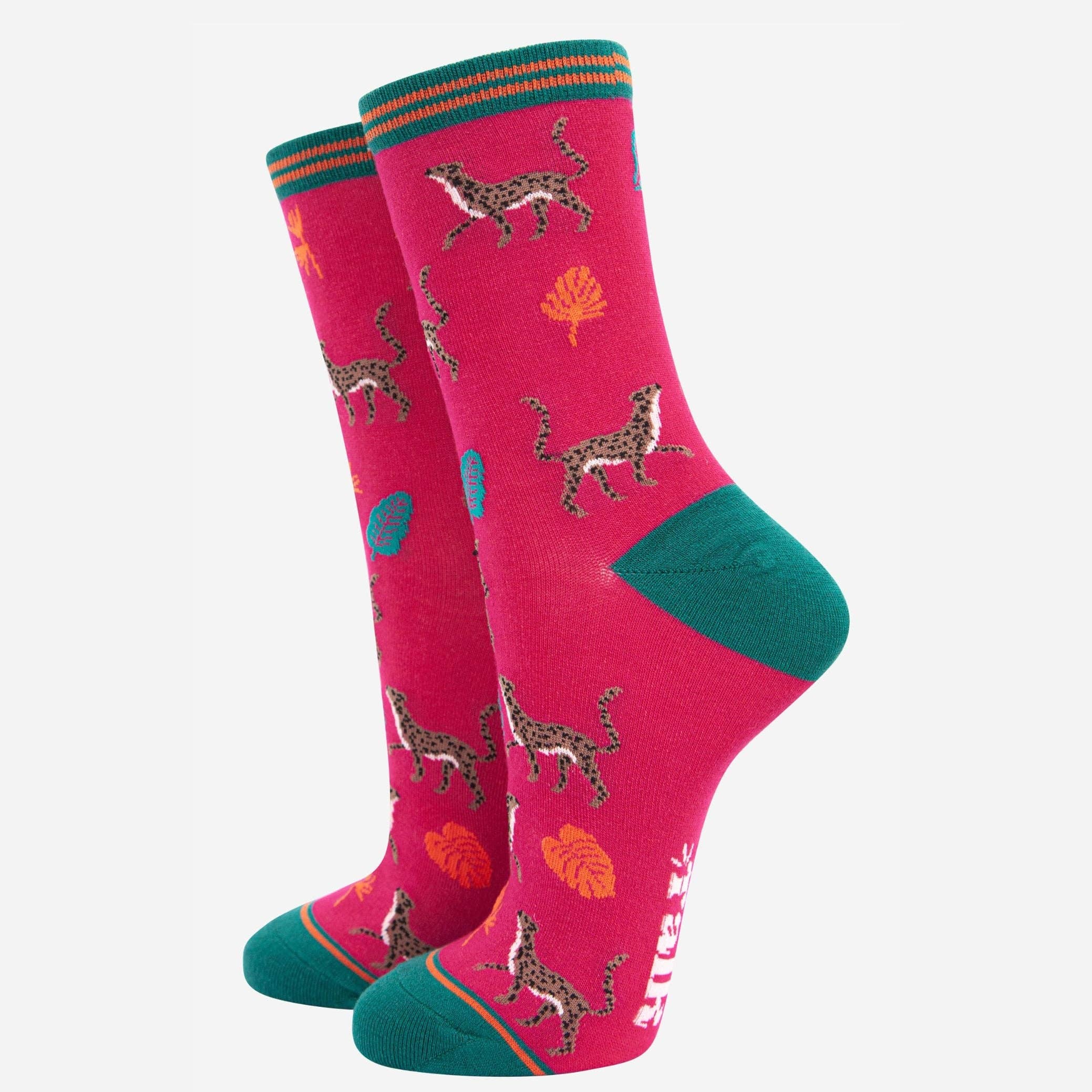 Coffret Cadeau Chaussettes Femme - Orange, Animaux de la Jungle: ROYAUME-UNI 3-7 | UE 36-40 | ÉTATS-UNIS 5-9