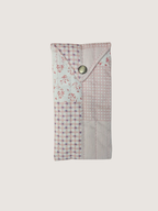 Trousse  lunette / stylo en 100 % coton : Fleur rouge marine