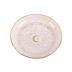 Plat à babioles en forme de roue astrologique blanc cassé