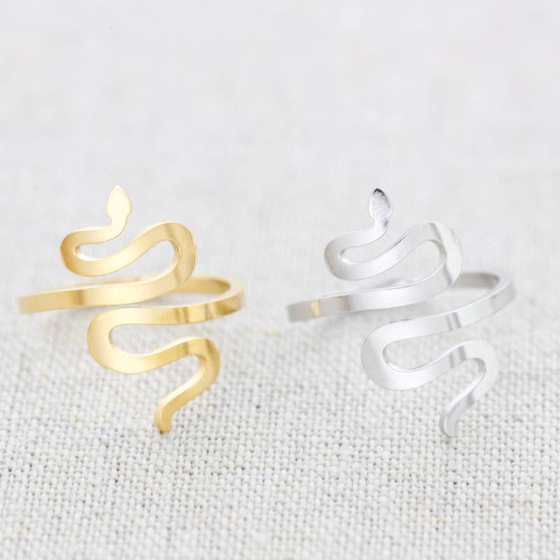 Bracelet ajustable en acier Snake: Plateado