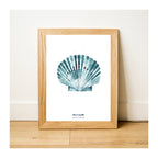 Papeterie Affiche Illustration Déco - Coquille Bleue 🐚: 15 x 21 cm