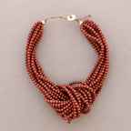 Collier Ras du Cou Nœud Perles Résine (B): Noir