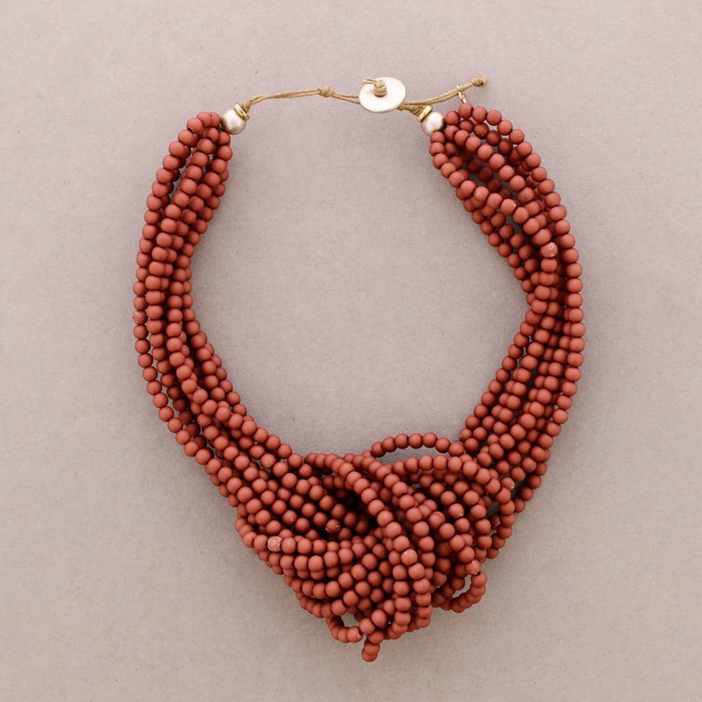 Collier Ras du Cou Nœud Perles Résine (B): Vert Menthe Foncé