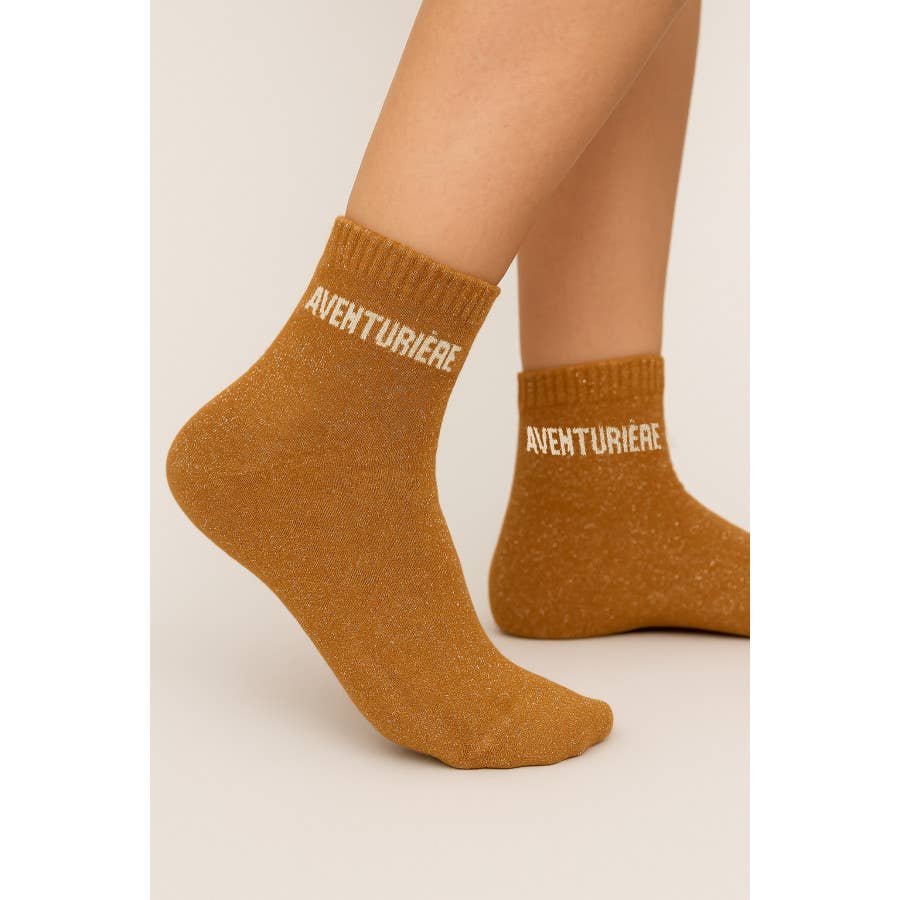 Chaussettes Humour à paillettes AVENTURIERE cadeau femme fille anniversaire noël