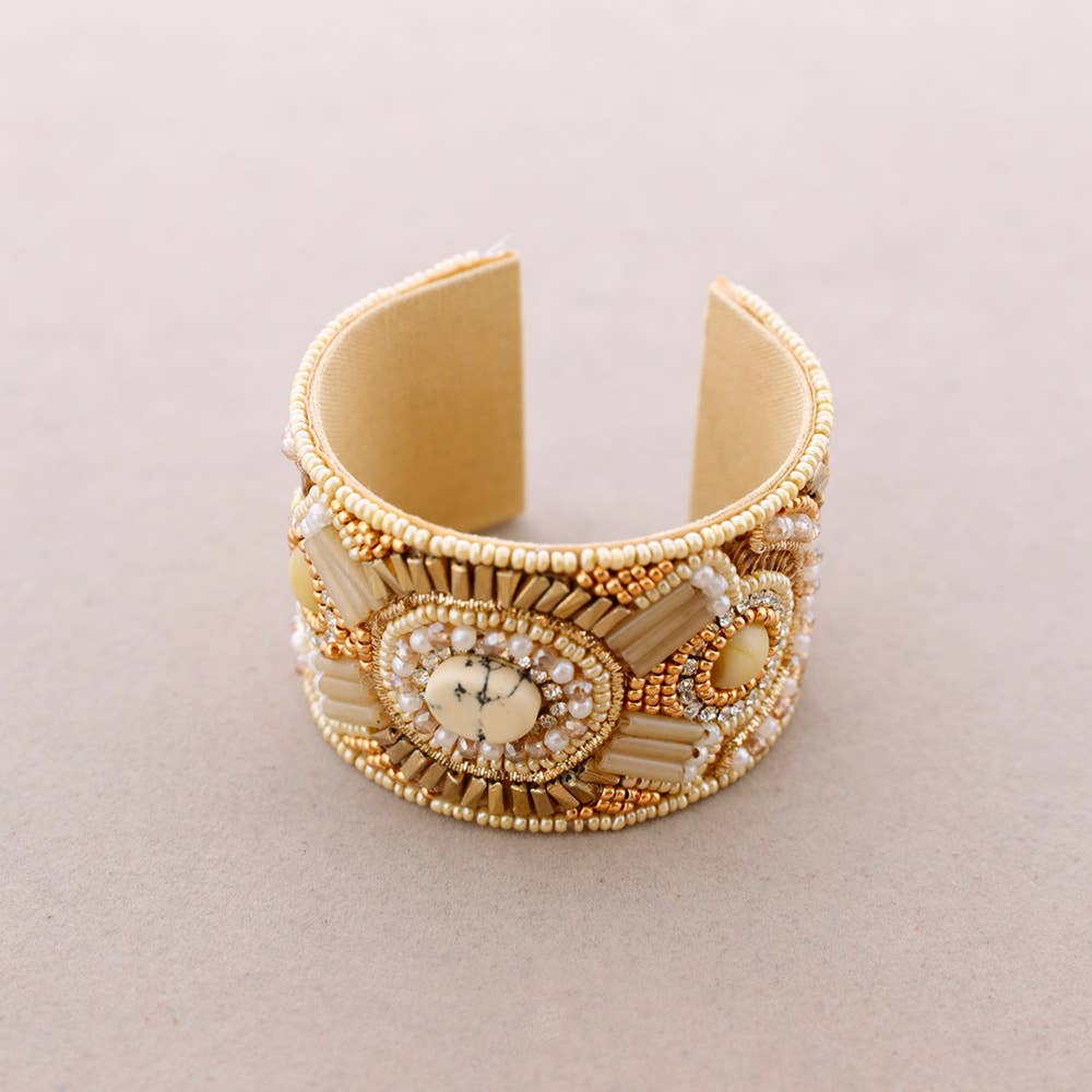 Bracelet ajustable en perles ethniques: Bleu