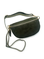 Sac Banane Bi-Matière Noir cuir– Fabrication Italienne: Noir