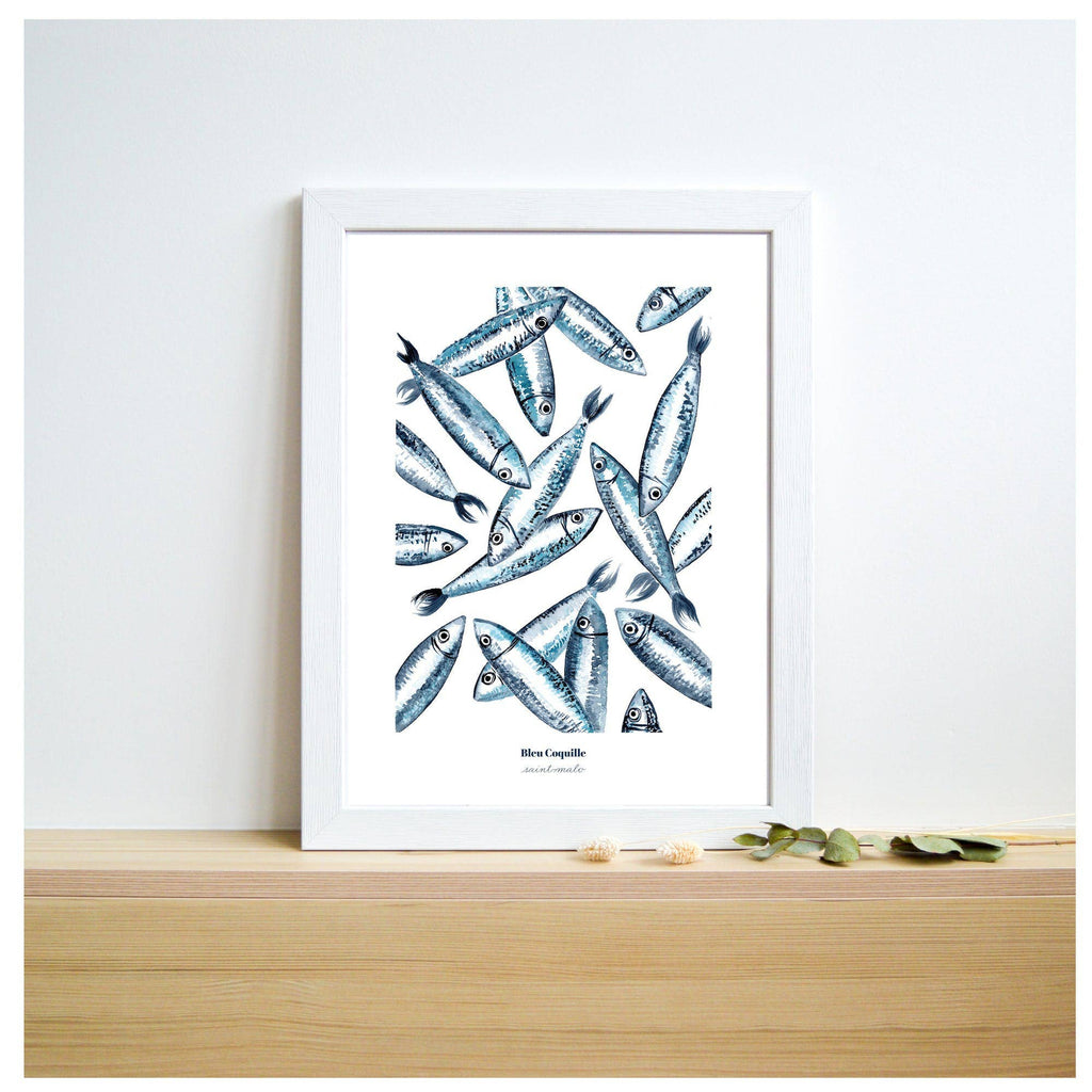 Papeterie Affiche Illustration Déco - Les Sardines 🐟: 14.8 x 21 cm