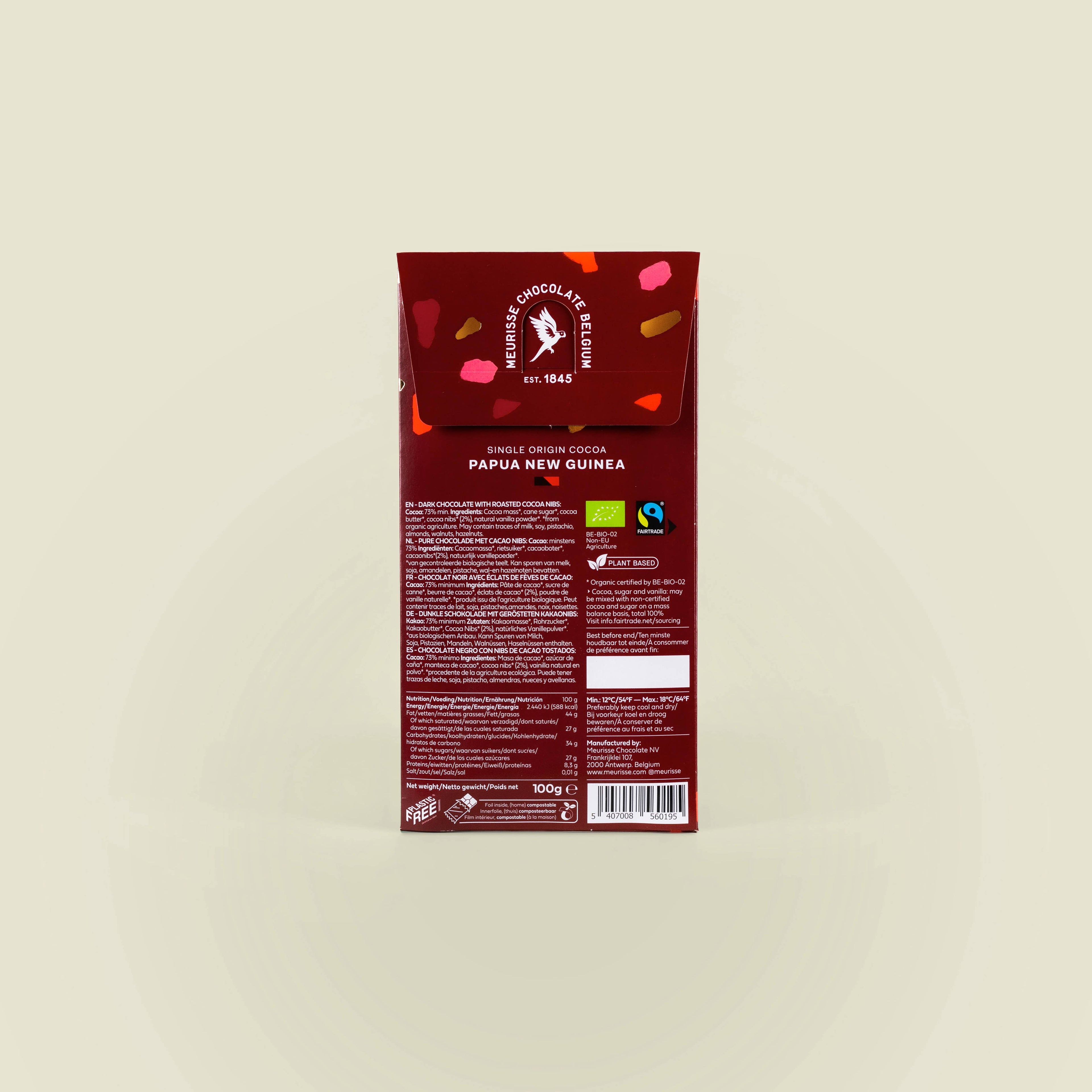 Chocolat noir biologique avec éclats de cacao grillés (100g)