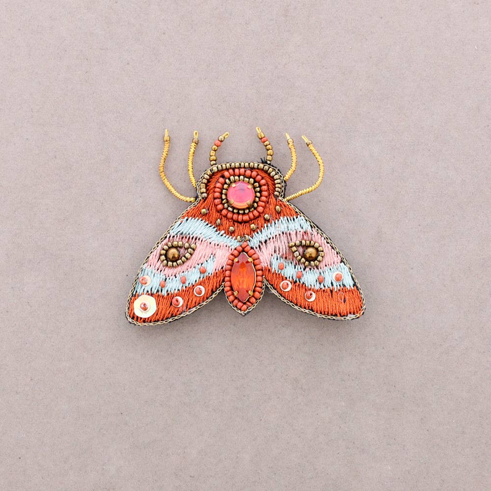 Broche Insecte Brodé Paillettes: Verde