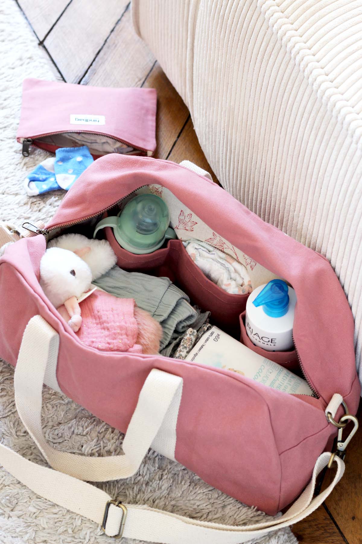 Sac à langer - Charlie et sa pochette Lou: Bleu électrique