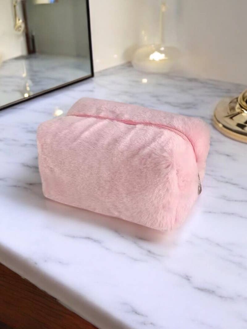 Trousse en fausse fourrure (20x13cm) CY23: Blanc