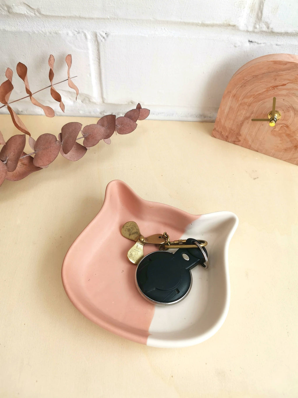 Plateau bol en forme de chat: Vert/blanc