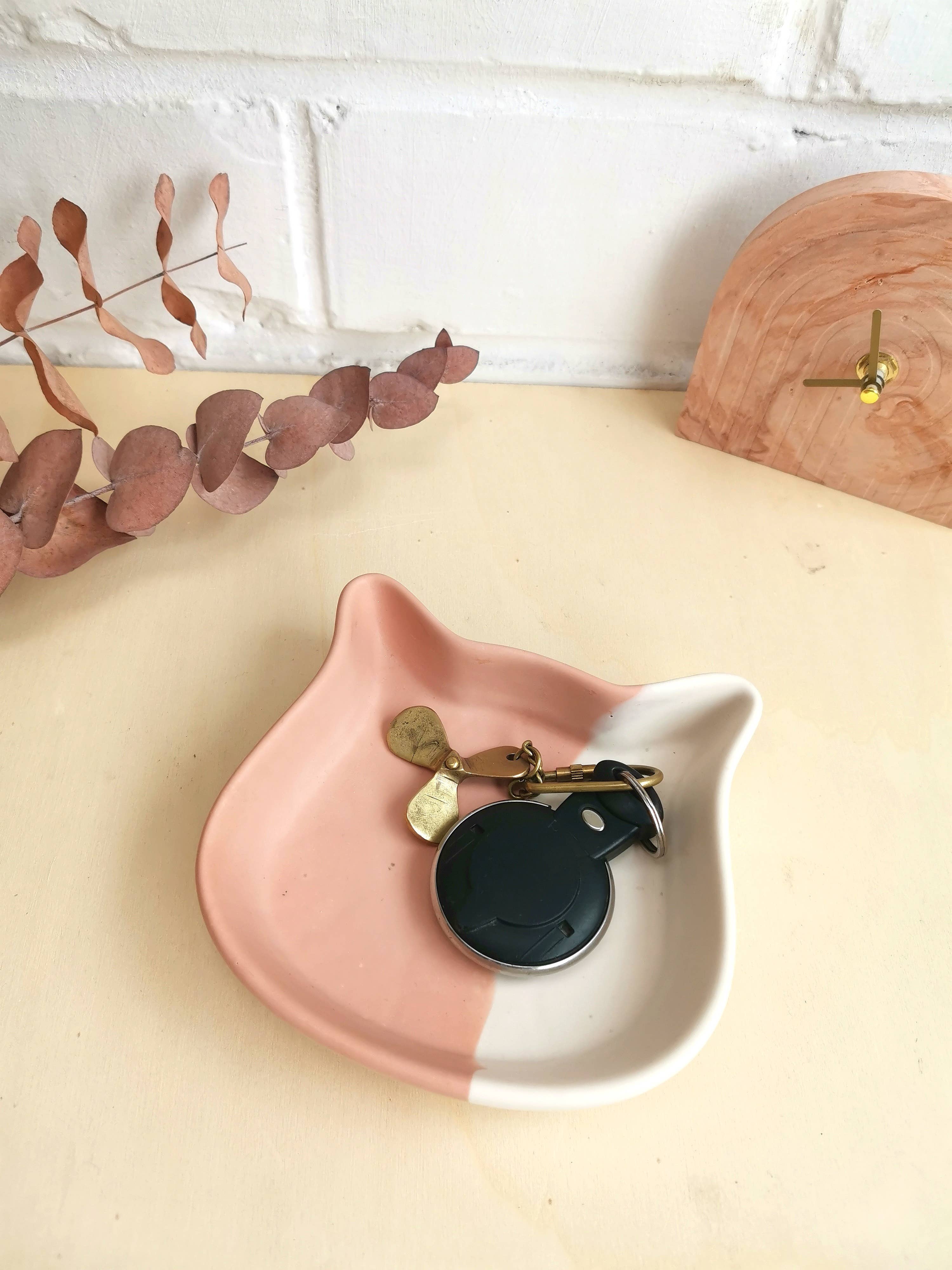 Plateau bol en forme de chat: Vert/blanc