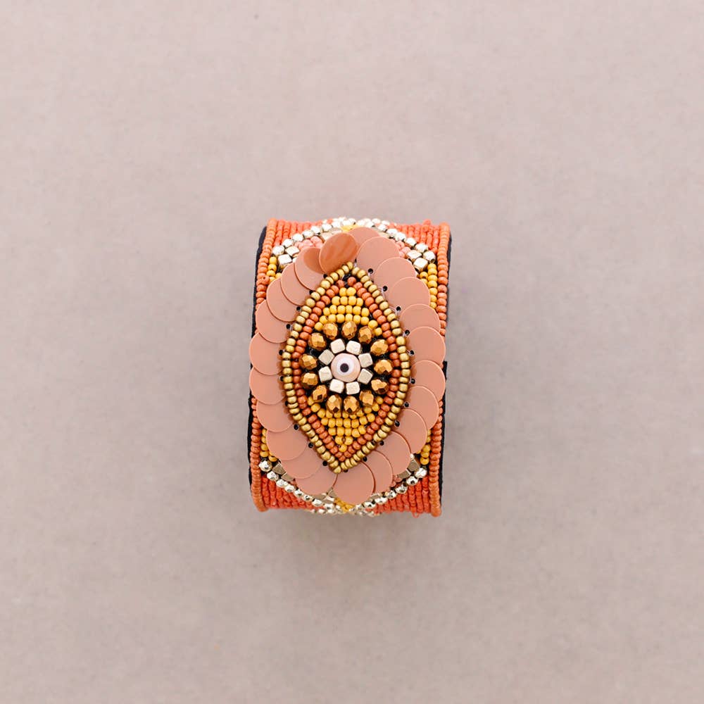 Bracelet ajustable à paillettes Turkish Eye: Noir