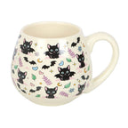 Mug arrondi avec imprimé de chat noir mignon et effrayant