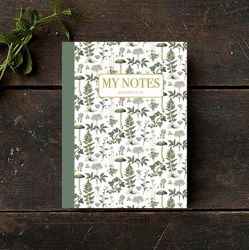Motif floral vert - Carnet de notes - Fabriqué au Danemark