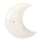 Porte-encens en céramique en forme de croissant de lune blanc