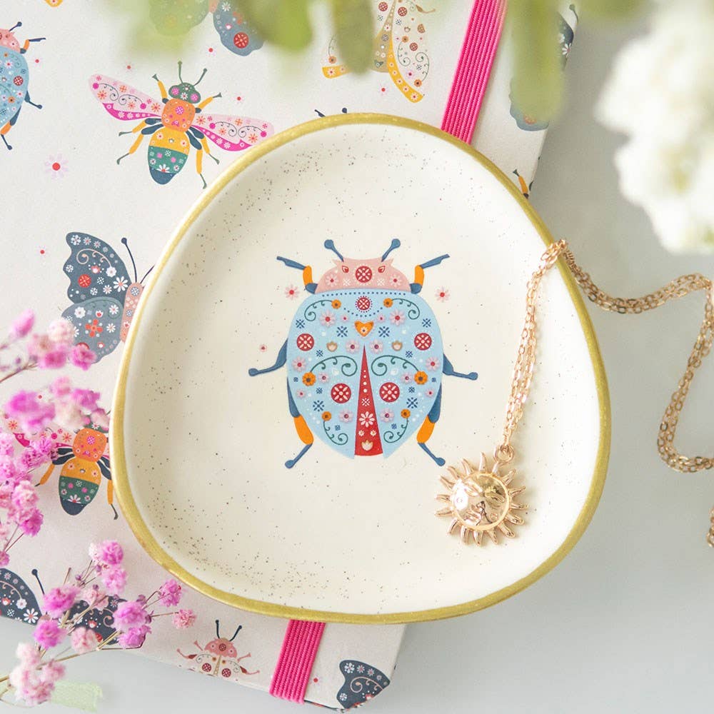 Plat à Bibelots Coccinelle Florale