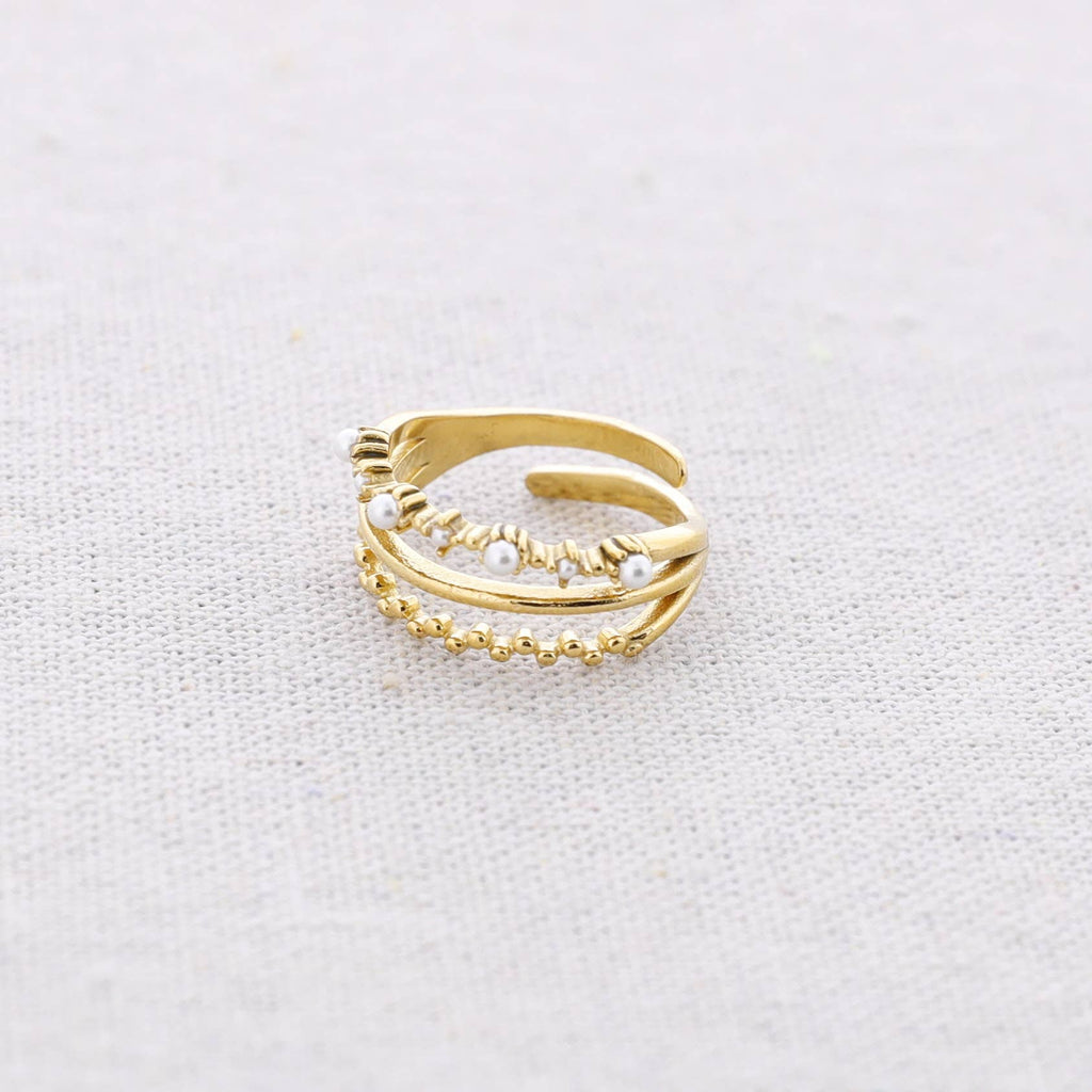 Bague Acier Plusieurs Bandes Perles: Combiné 1