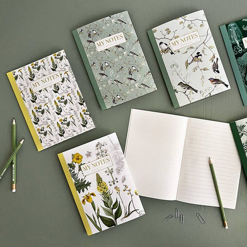 Cahier jaune à motifs floraux - Fabriqué au Danemark