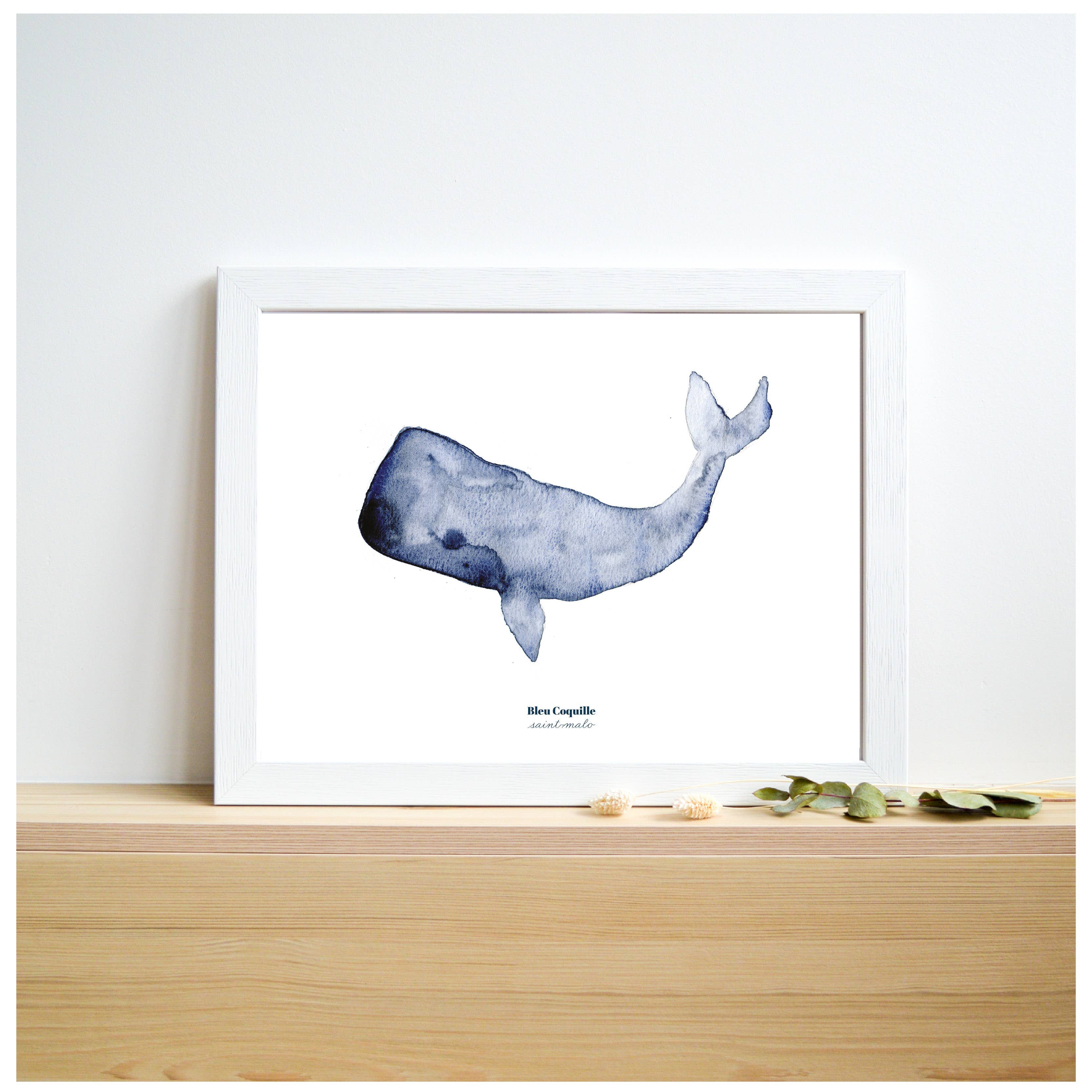 Papeterie Affiche Illustration Déco - La Baleine 🐋: 15 x 21 cm