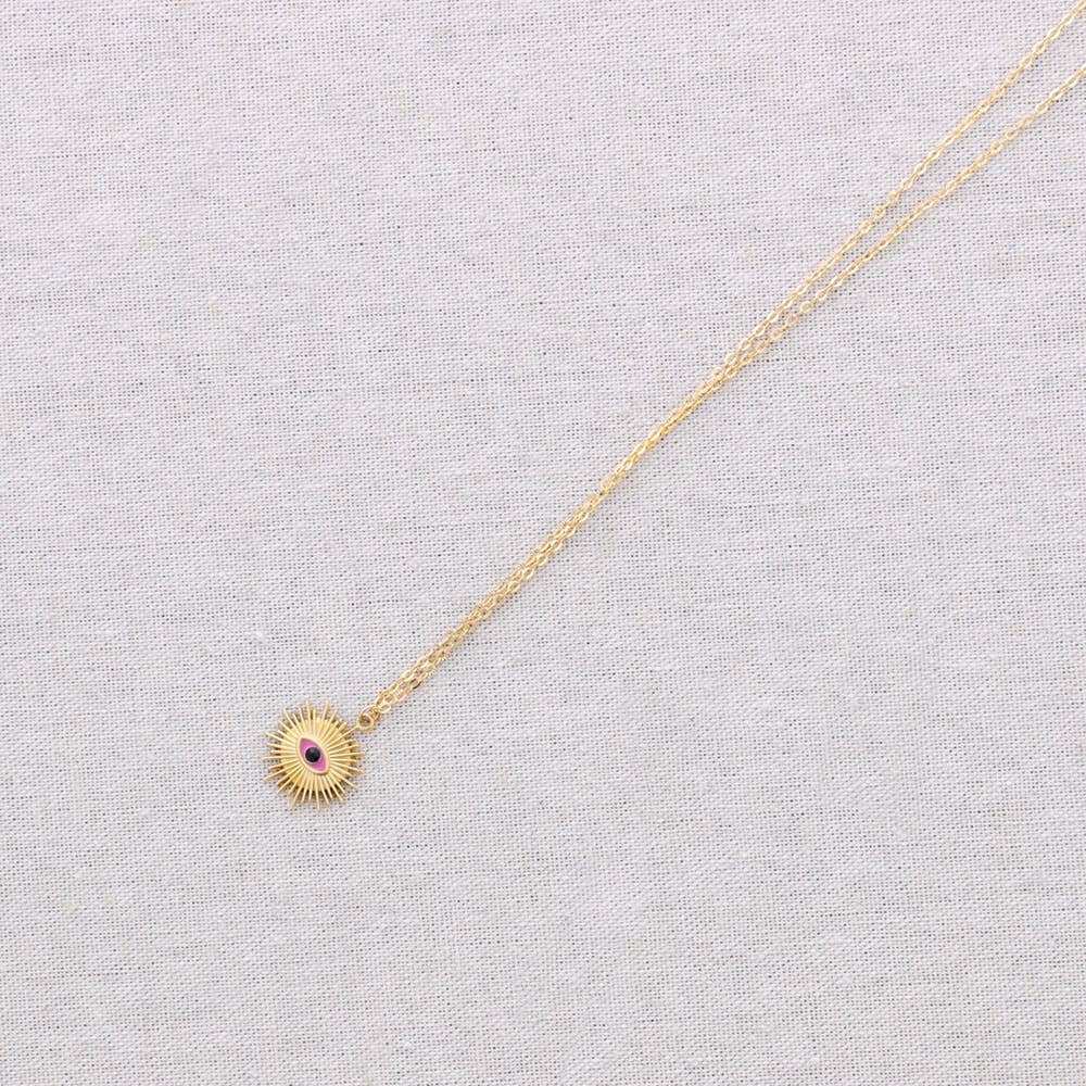 Collier Acier Pendentif Soleil Œil Turc: Bleu