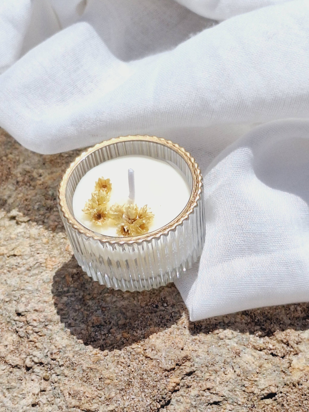 Bougie de soja dans un bocal en verre (mini) orange douce et sauge: Français