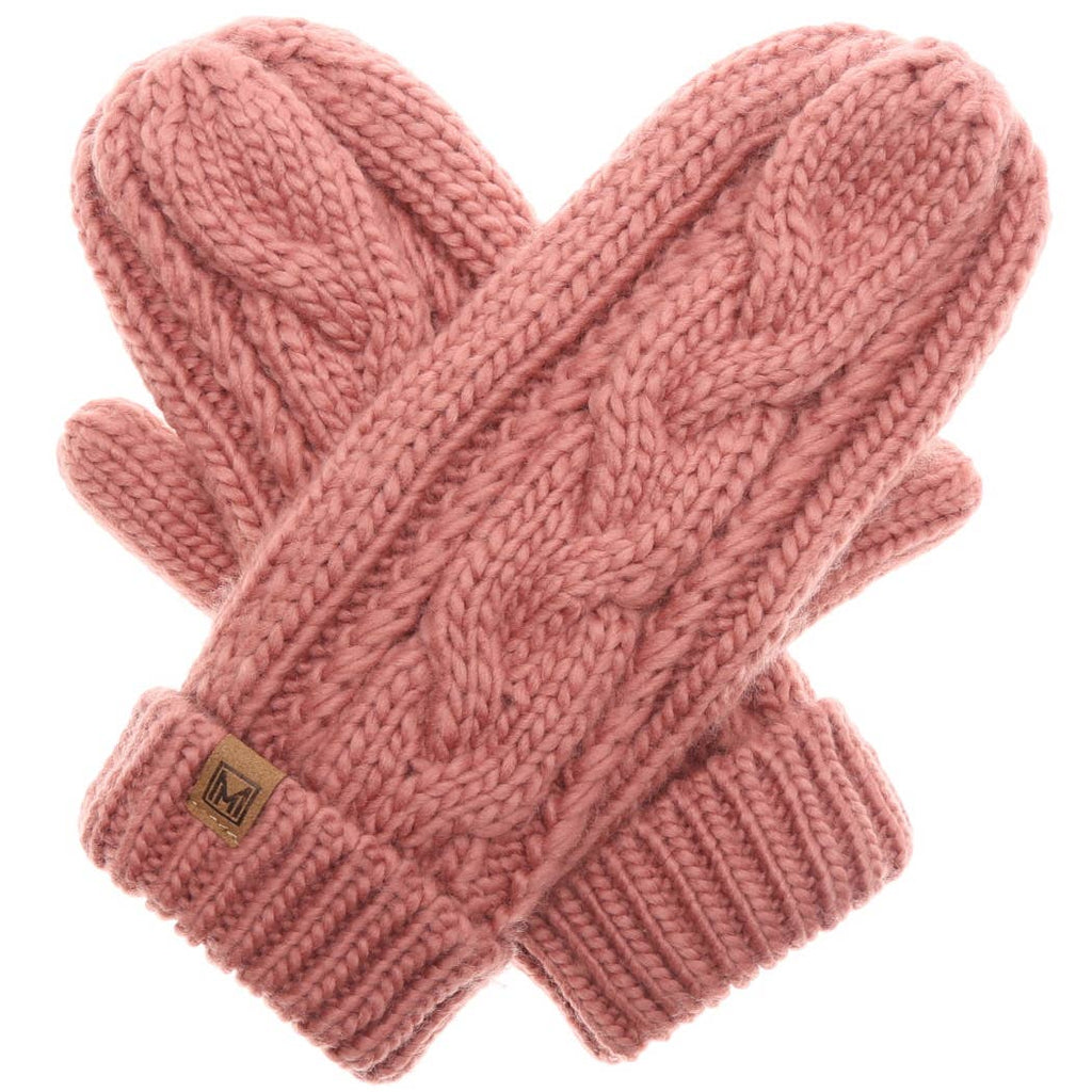 Gants d'hiver Mitaines en tricot torsadé avec doublure polaire: IVOIRE / Taille unique