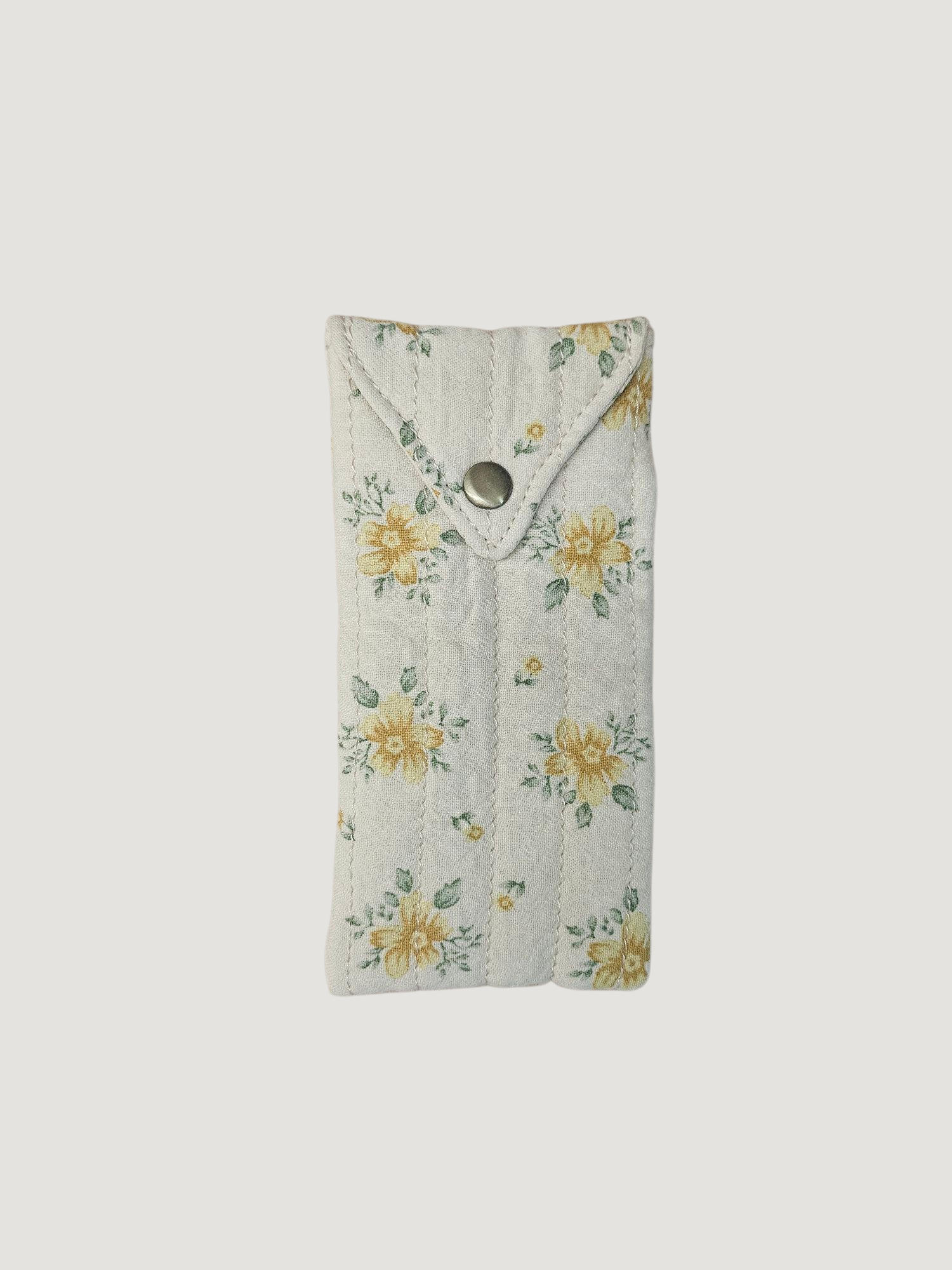 Trousse  lunette / stylo en 100 % coton : Fleur rouge marine