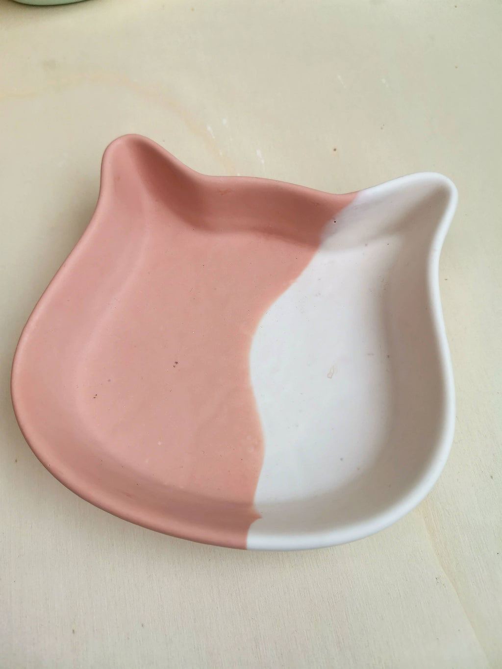 Plateau bol en forme de chat: Vert/blanc