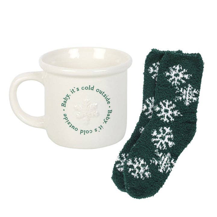 Ensemble de Mug et Chaussettes d'Hiver "Baby It's Cold Outside"
