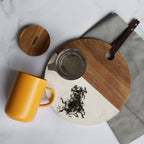 Tisanière juliet jaune en grès et couvercle en acacia