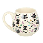 Mug arrondi avec imprimé de chat noir mignon et effrayant