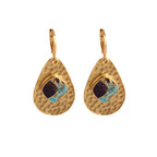 Boucles d'oreilles pendantes texturées martelées plaquées or Mohave Améthyste