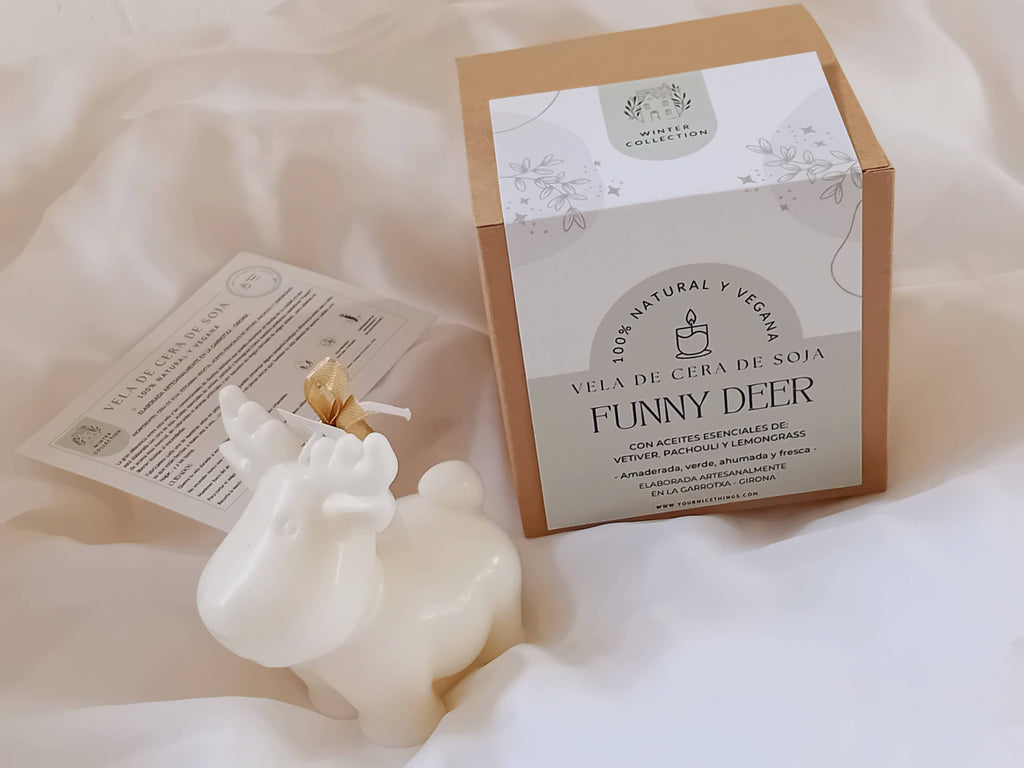 Bougie de Noël amusante en cire de soja Reindeer: Français / Bland