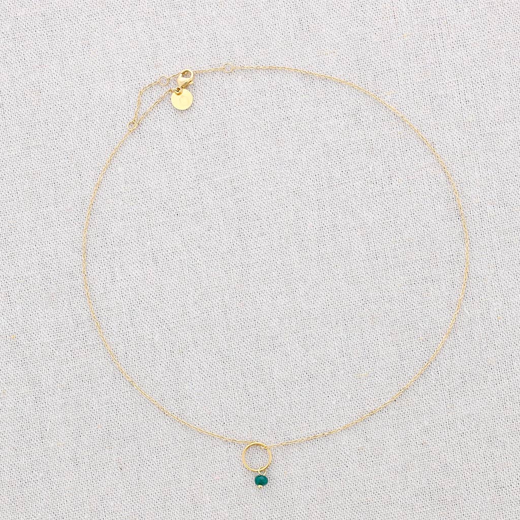 Collier Ras-du-cou Acier Pendentif Anneau Pierre: Noir