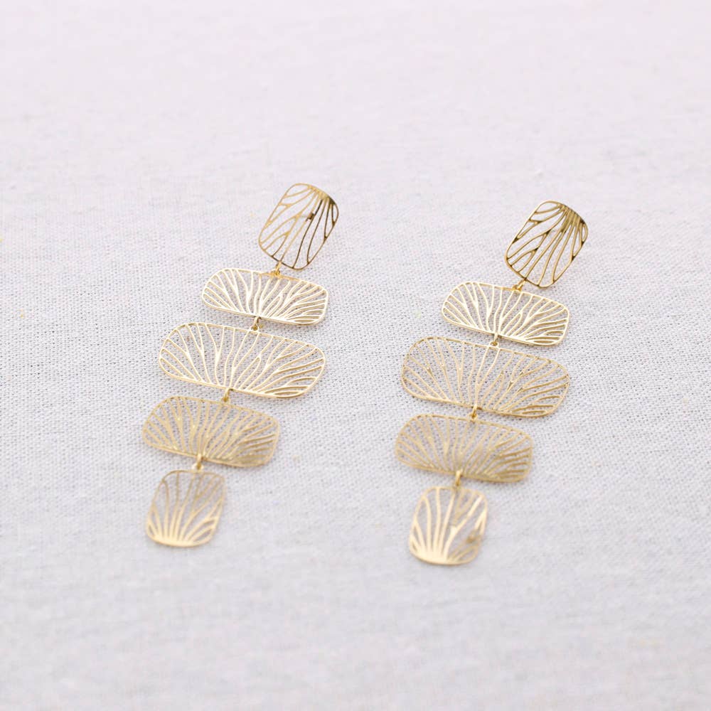 Boucles d'oreilles en acier filigrané de forme géométrique: Or