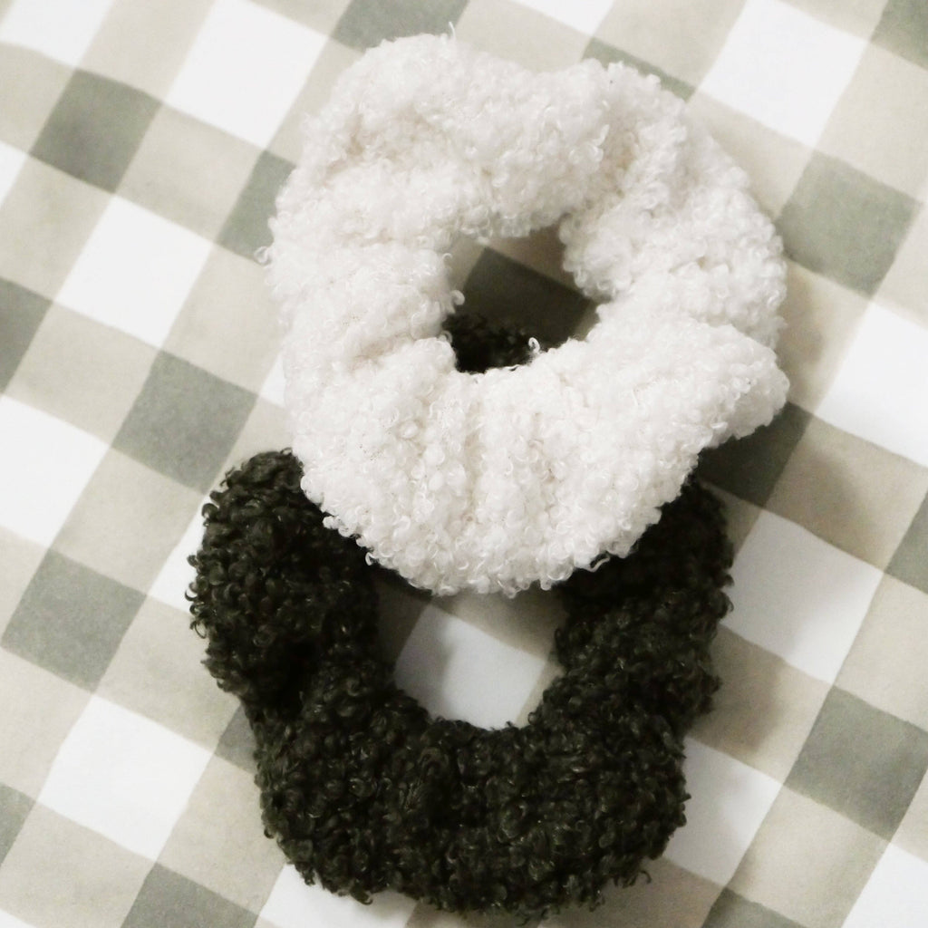 Lot de 2 chouchou sherpa: Kaki & Ecru