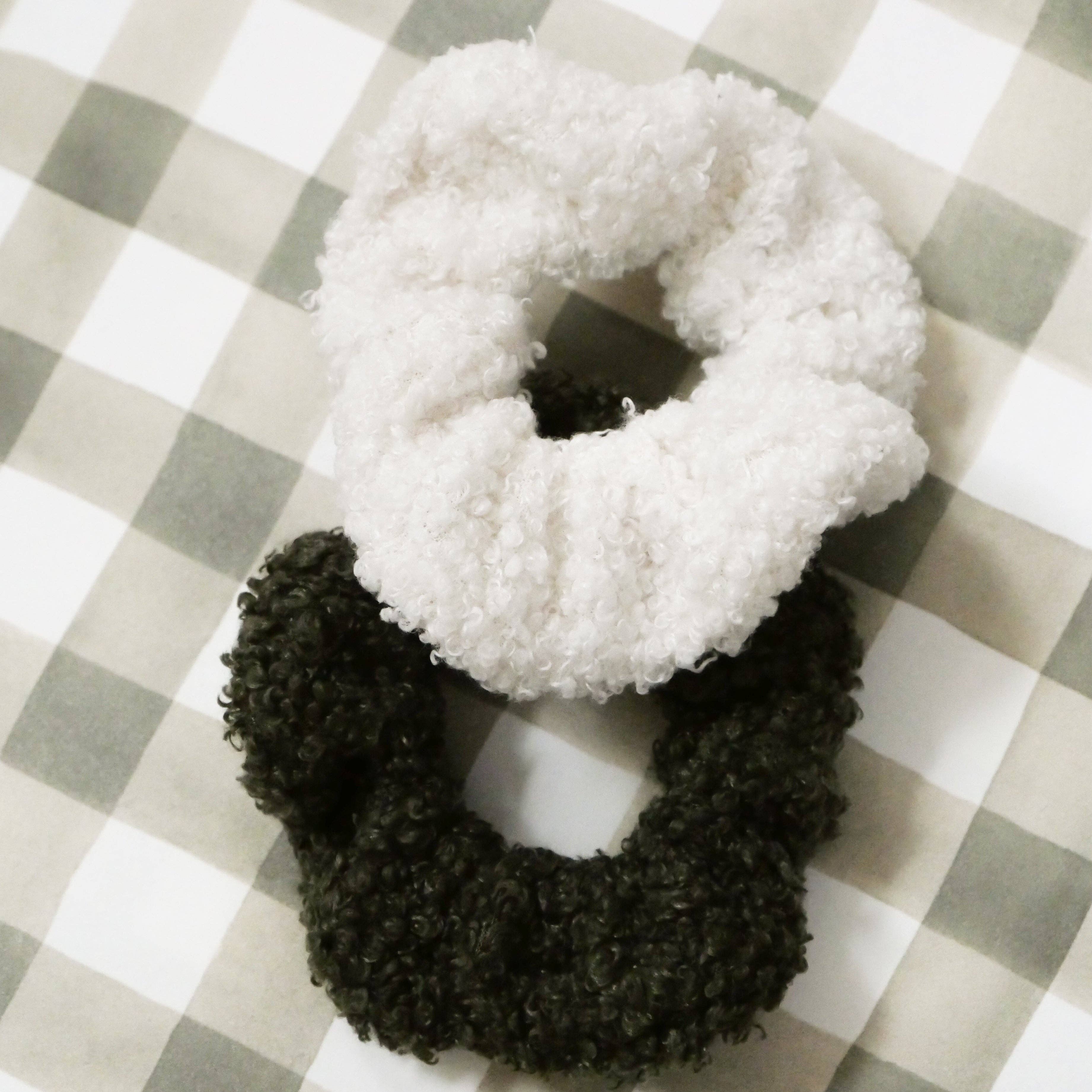 Lot de 2 chouchou sherpa: Kaki & Ecru